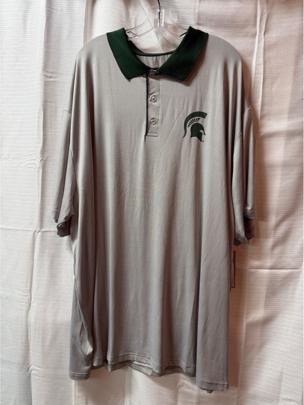Colosseum Men's Big & Tall 3X Gray Polo Shirt with Green Collar